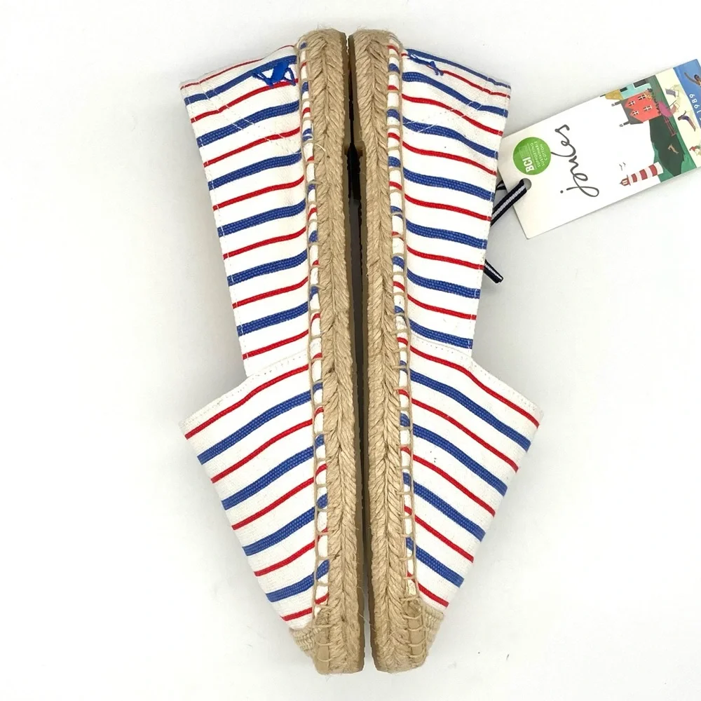 Joules Shelbury Striped Espadrille Flats Women’s Size 10 Canvas Slip On Nautical
